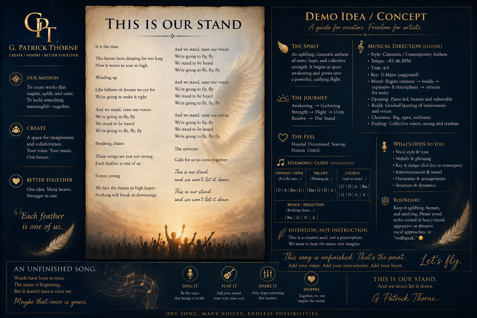This Is Our Stand lyrics and demo idea concept board